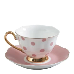 Madame de Récamier Lunares Rosas - Taza de té y plato