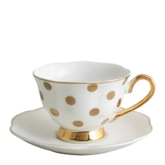 Madame de Récamier Lunares Dorados - Taza de té y plato