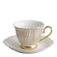Madame de Récamier Dorado - Taza de café y plato