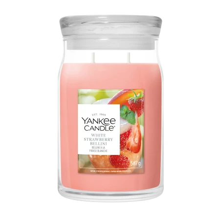 Vela Yankee Candle White Strawberry Bellini - Bote Grande 567 g.