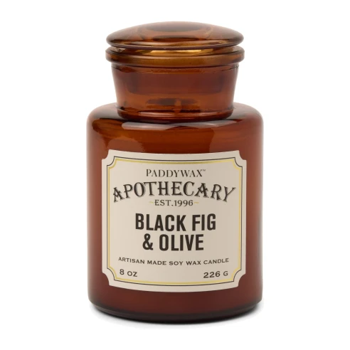 Vela perfumada Paddywax Apothecary Black Fig + Olive 226 g en tarro de cristal ámbar