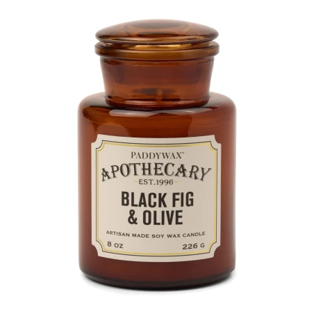 Vela perfumada Paddywax Apothecary Black Fig + Olive 226 g en tarro de cristal ámbar