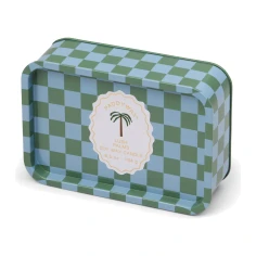 Vela perfumada Paddywax A Dopo Lush Palms 184 g en lata a cuadros con etiqueta de palmera