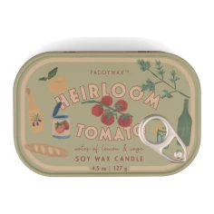 Vela perfumada Paddywax Bistro Heirloom Tomato 127 g en lata ilustrada estilo lata de sardinas