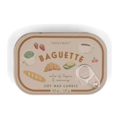 Vela perfumada Paddywax Bistro Baguette 127 g en lata ilustrada estilo lata de sardinas