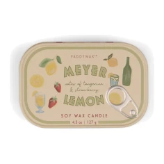 Vela perfumada Paddywax Bistro Meyer Lemon 127 g en lata ilustrada estilo lata de sardinas