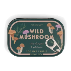 Vela perfumada Paddywax Bistro Wild Mushroom 127 g en lata ilustrada estilo lata de sardinas
