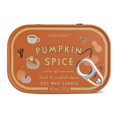 Vela perfumada Paddywax Bistro Pumpkin Spice 127 g en lata ilustrada estilo lata de sardinas