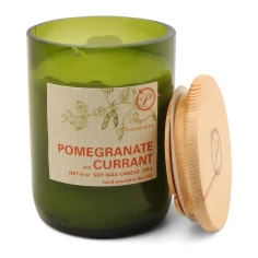 Vela perfumada Paddywax Eco Green Pomegranate & Currant 226 g en vaso de vidrio reciclado verde con tapa de madera