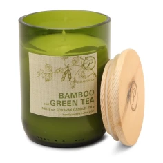 Vela perfumada Paddywax Eco Green Bamboo & Green Tea 226 g en vaso de vidrio reciclado verde con tapa de madera