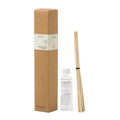 Recambio de mikado Paddywax Eco Bordeaux Fig & Vetiver 118 ml: caja de cartón kraft, botella de recambio y 8 varillas de madera
