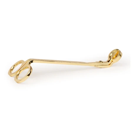 Cortamechas Paddywax de latón dorado brillante con cabeza curva y bandeja recogedora