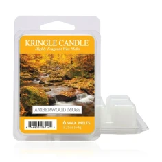 Wax melts Kringle Candle Amberwood Moss 64 g, pack de 6 piezas de cera de soja en su envase original