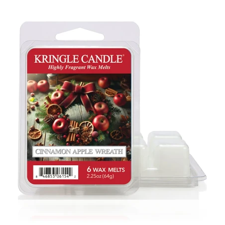 Wax melts Kringle Candle Cinnamon Apple Wreath 64 g, pack de 6 piezas de cera de soja en su envase original