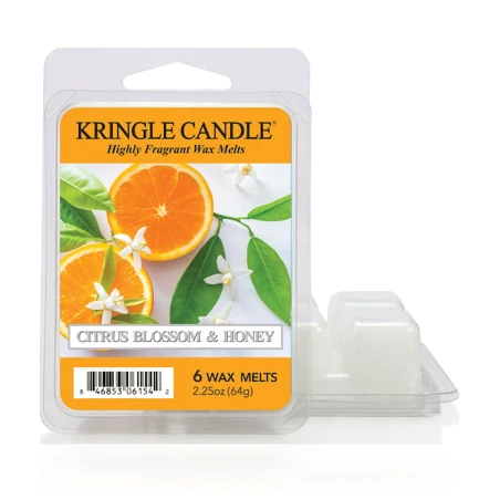 Wax melts Kringle Candle Citrus Blossom & Honey 64 g, pack de 6 piezas de cera de soja en su envase original