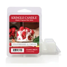 Wax melts Kringle Candle Strawberries & Cream 64 g, pack de 6 piezas de cera de soja en su envase original