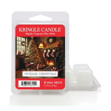 Wax melts Kringle Candle Vintage Christmas 64 g, pack de 6 piezas de cera de soja en su envase original