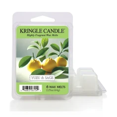 Wax melts Kringle Candle Yuzu & Sage 64 g, pack de 6 piezas de cera de soja en su envase original