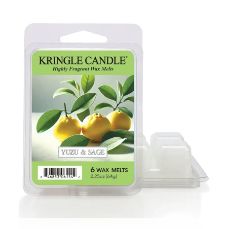 Wax melts Kringle Candle Yuzu & Sage 64 g, pack de 6 piezas de cera de soja en su envase original