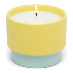 Vela perfumada Paddywax Colour Block Minty Verde 170 g en cerámica amarilla y verde menta