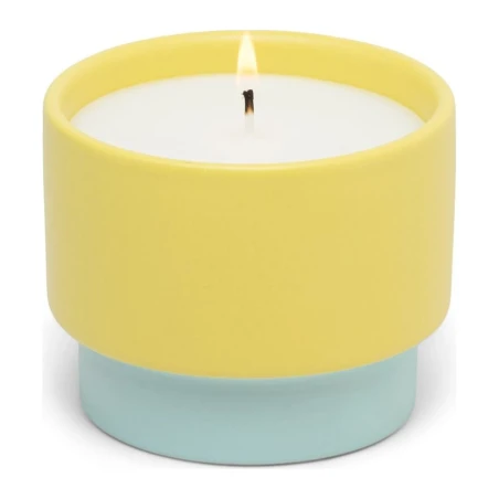 Vela perfumada Paddywax Colour Block Minty Verde 170 g en cerámica amarilla y verde menta