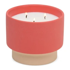 Vela perfumada Paddywax Colour Block Amber & Smoke 453 g de 3 mechas en cerámica roja y arena