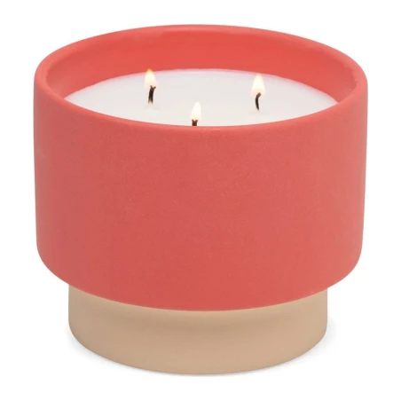 Vela perfumada Paddywax Colour Block Amber & Smoke 453 g de 3 mechas en cerámica roja y arena