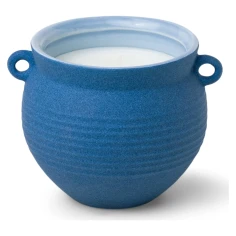 Vela perfumada Paddywax Santorini Salted Blue Agave 240 g en tinaja de cerámica azul con asas