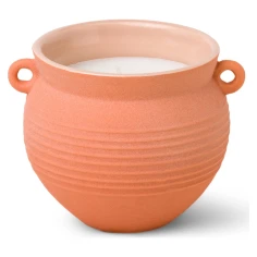 Vela perfumada Paddywax Santorini Raw Clay & Pear 240 g en tinaja de cerámica terracota con asas