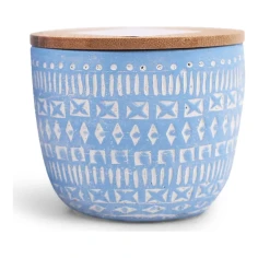 Vela perfumada Paddywax Sonora Wisteria & Willow 283 g de 3 mechas en vaso de hormigón azul con tapa de madera