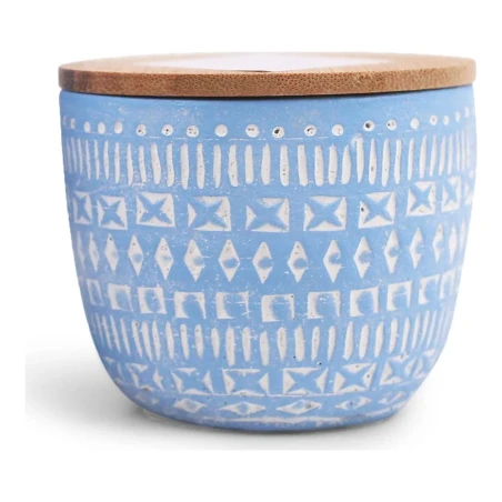 Vela perfumada Paddywax Sonora Wisteria & Willow 283 g de 3 mechas en vaso de hormigón azul con tapa de madera