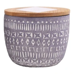 Vela perfumada Paddywax Sonora Wildflowers & Birch 283 g de 3 mechas en vaso de hormigón morado con tapa de madera