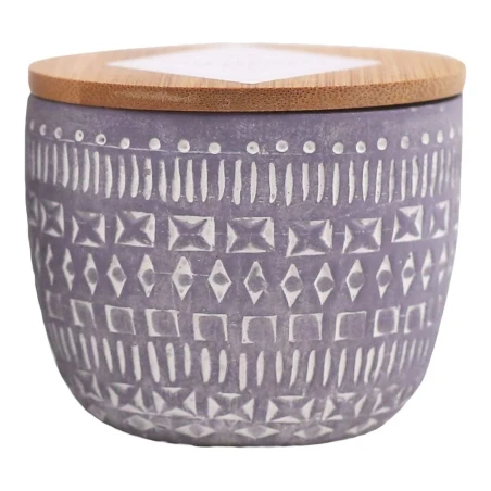 Vela perfumada Paddywax Sonora Wildflowers & Birch 283 g de 3 mechas en vaso de hormigón morado con tapa de madera