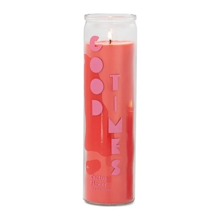 Vela perfumada Paddywax Spark Good Times Cactus Flower 300 g en vaso alto de cristal con cera coral