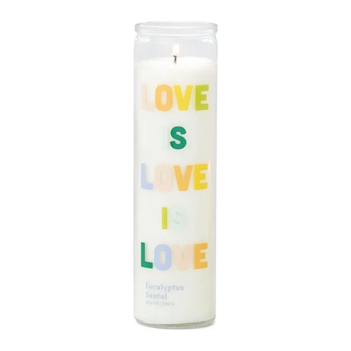 Vela perfumada Paddywax Spark Love Is Love Is Love Eucalyptus Santal 300 g en vaso alto de cristal