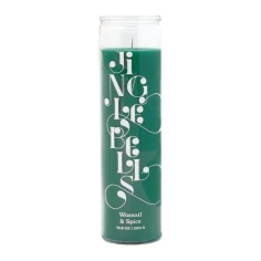Vela navideña Paddywax Spark Jingle Bells Wassail & Spice 300 g en vaso alto de cristal con cera verde