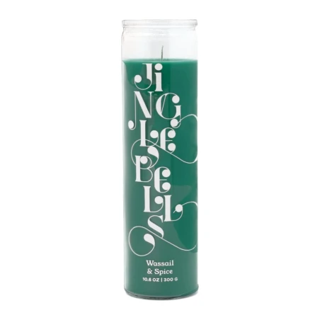 Vela navideña Paddywax Spark Jingle Bells Wassail & Spice 300 g en vaso alto de cristal con cera verde