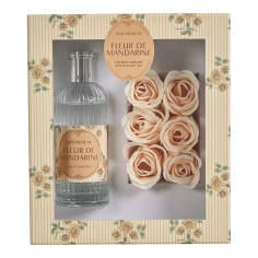 Estuche de regalo Fleur de Mandarine de Mathilde M. con agua de colonia 100 ml y 6 rosas de jabón