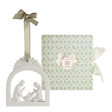 Nacimiento perfumado Sapin Doré de Mathilde M. junto a su caja de regalo, colección Rubans de Fête