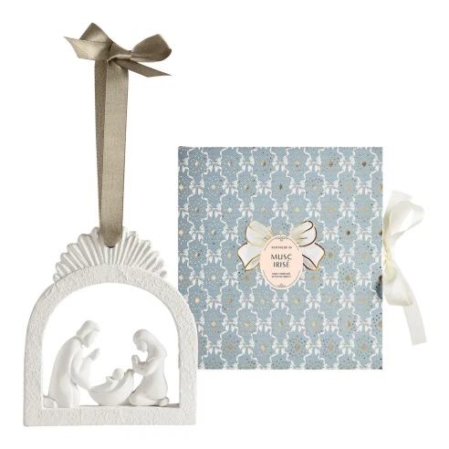 Nacimiento perfumado Musc Irisé de Mathilde M. junto a su caja de regalo, colección Rubans de Fête