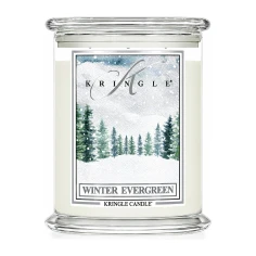 Vela Kringle Candle Winter Evergreen de 3 mechas en bote grande de cristal de 623 g