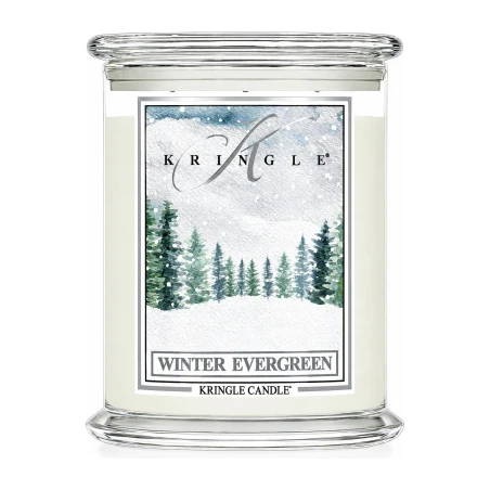 Vela Kringle Candle Winter Evergreen de 3 mechas en bote grande de cristal de 623 g
