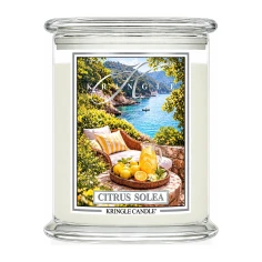 Vela Kringle Candle Citrus Solea de 3 mechas en bote grande de cristal de 623 g