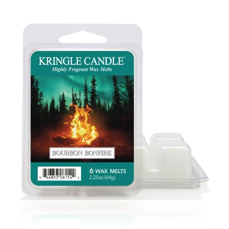 Wax melts Kringle Candle Bourbon Bonfire 64 g, pack de 6 piezas de cera de soja en su envase original