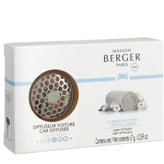 Ambientador de coche Maison Berger Honeycomb Plata con recarga Caresse de Coton