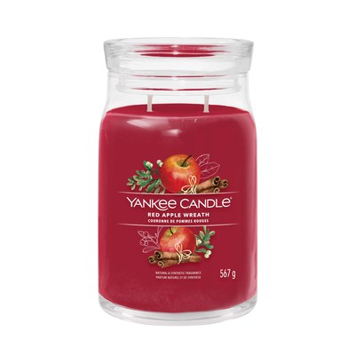 Vela Red Apple Wreath de Yankee Candle con etiqueta Signature